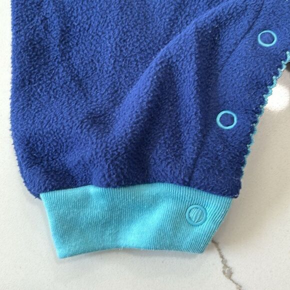 Carter's | Infant Girls Blue Floral Soft Fleece Jumpsuit Romper 0-3M - Picture 9 of 16